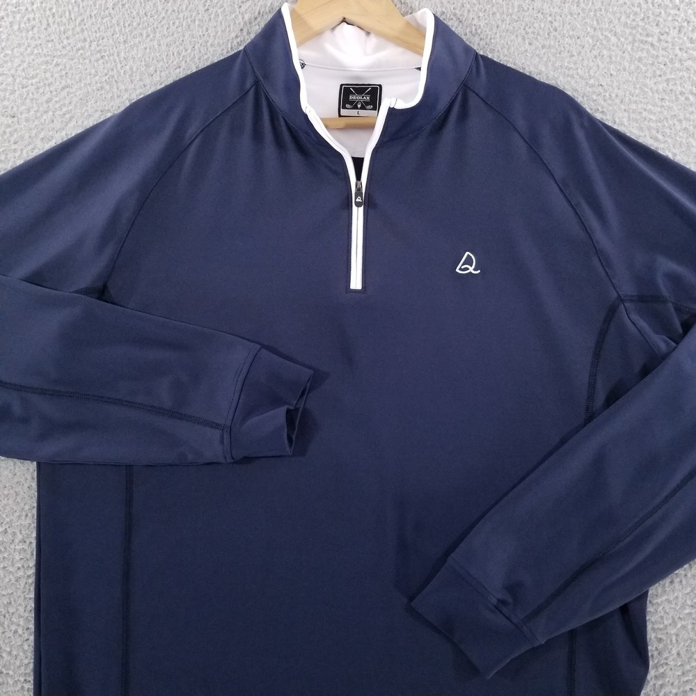 Deolax Pullover Men Large Navy Performance 1/4 Zip Golf Jacket Stretch Swetshirt